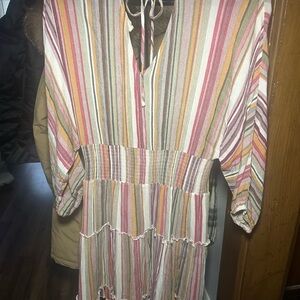 Boho Striped Multicolor Long Sleeve Dress